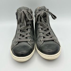 Taos Union Sneaker High tops leather steel gray side zip lace up shoes